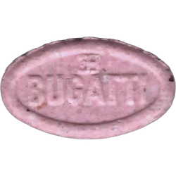 Pink Bugatti ecstasy pill (XTC) — MDMA 236mg — Barcelona, Spain