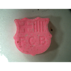 Pink Barca ecstasy pill (XTC) — MDMA 95mg — Madrid, Spain