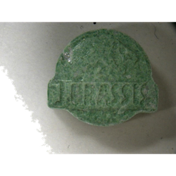 Green No Usar ecstasy pill (XTC) — MDMA 167mg — Madrid, Spain