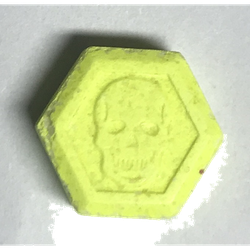 Yellow Philipp Plein ecstasy pill (XTC) — MDMA 300mg — Barcelona, Spain