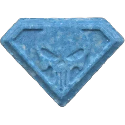 Blue Punisher ecstasy pill (XTC) — MDMA 240mg — Barcelona, Spain