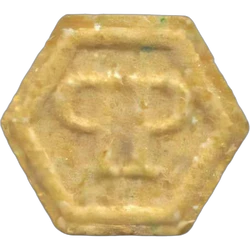 Yellow Philipp Plein ecstasy pill (XTC) — MDMA 152mg — Barcelona, Spain