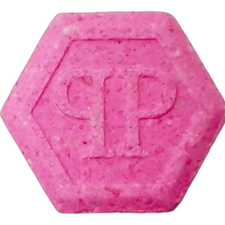 Pink Philipp Plein ecstasy pill (XTC) — MDMA 207mg — Madrid, Spain