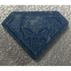 Blue Punisher ecstasy pill (XTC) — MDMA 241mg — Barcelona, Spain