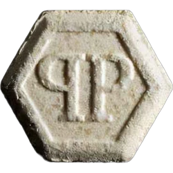 White Philipp Plein ecstasy pill (XTC) — MDMA 221mg — Bern, Switzerland