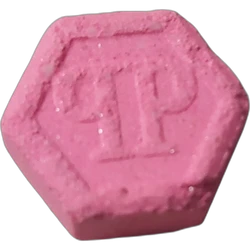 Pink Philipp Plein ecstasy pill (XTC) — MDMA — Granada, Spain