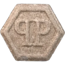 White Philipp Plein ecstasy pill (XTC) — MDMA 158mg — Barcelona, Spain