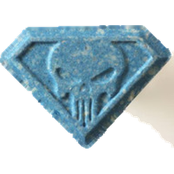 Blue Punisher ecstasy pill (XTC) — MDMA 270mg — Zürich, Switzerland