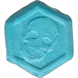 Blue Philipp Plein ecstasy pill (XTC) — MDMA 116mg — Valencia, Spain