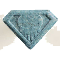 Blue Punisher ecstasy pill (XTC) — MDMA 223mg — Zürich, Switzerland