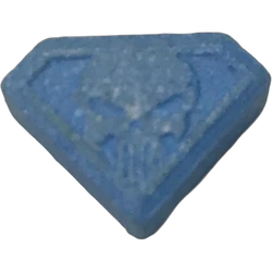 Blue Punisher ecstasy pill (XTC) — MDMA 236mg — Barcelona, Spain