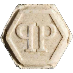White Philipp Plein ecstasy pill (XTC) — MDMA 222mg — Basel, Switzerland