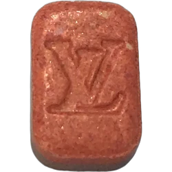 Louis Vuitton ecstasy pill (XTC) — MDMA 114mg; Synthesis impurity — Barcelona, Spain