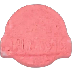 Pink Jurassic Park ecstasy pill (XTC) — MDMA 167mg — Madrid, Spain