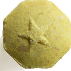 Yellow Star ecstasy pill (XTC) — MDMA 204mg — Zürich, Switzerland