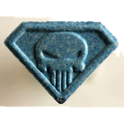 Blue Punisher ecstasy pill (XTC) — MDMA 131mg — Zürich, Switzerland