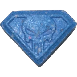 Blue Punisher ecstasy pill (XTC) — MDMA 247mg — Barcelona, Spain