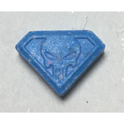 Blue Punisher ecstasy pill (XTC) — MDMA 280mg — Barcelona, Spain