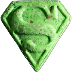 Green Superman ecstasy pill (XTC) — MDMA 205mg — Bern, Switzerland