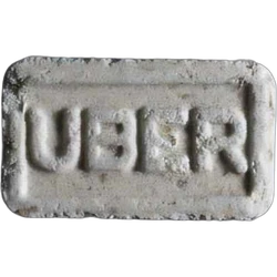 Grey Uber Eats ecstasy pill (XTC) — MDMA 145mg; Synthesis impurity — Bern, Switzerland