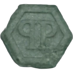 Grey Philipp Plein ecstasy pill (XTC) — MDMA 136mg — Madrid, Spain