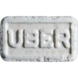 White Uber Eats ecstasy pill (XTC) — MDMA 96mg; Synthesis impurity — Zürich, Switzerland