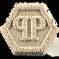 Brown Philipp Plein ecstasy pill (XTC) — Caffeine 29mg; Amphetamine 9mg — Zürich, Switzerland