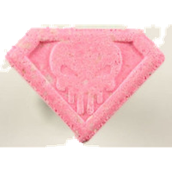 Pink Punisher ecstasy pill (XTC) — MDMA 126mg; Caffeine 14mg — Zürich, Switzerland