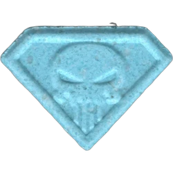 Blue Punisher ecstasy pill (XTC) — MDMA 194mg — Barcelona, Spain