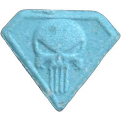Blue No Usar ecstasy pill (XTC) — MDMA 241mg — Barcelona, Spain