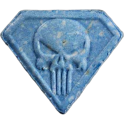 Blue Punisher ecstasy pill (XTC) — MDMA 170mg — Bern, Switzerland
