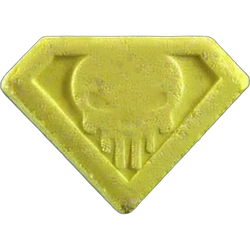 Yellow Punisher ecstasy pill (XTC) — MDMA 102mg; Caffeine 8mg — Zürich, Switzerland