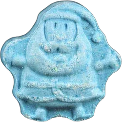 Blue SpongeBob ecstasy pill (XTC) — MDMA 134mg — Zürich, Switzerland