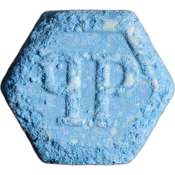 Blue Philipp Plein ecstasy pill (XTC) — MDMA 196mg — Bern, Switzerland