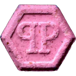 Pink Philipp Plein ecstasy pill (XTC) — MDMA 142mg — Barcelona, Spain