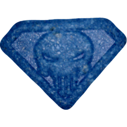 Blue Punisher ecstasy pill (XTC) — MDMA 101mg — Vienna, Austria