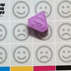 Purple Superman ecstasy pill (XTC) — Eutylone — North Island, New Zealand