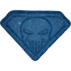 Blue Punisher ecstasy pill (XTC) — MDMA 106mg — Vienna, Austria