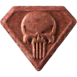 Red Punisher ecstasy pill (XTC) — MDMA 127mg — Zürich, Switzerland