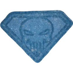 Blue Punisher ecstasy pill (XTC) — MDMA 101mg — Vienna, Austria