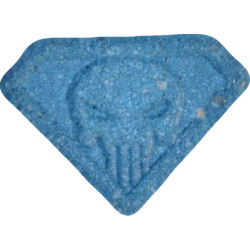 Blue Punisher ecstasy pill (XTC) — MDMA 109mg — Vienna, Austria