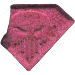 Pink Punisher ecstasy pill (XTC) — MDMA 190mg; Synthesis impurity — Barcelona, Spain