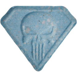 Blue Punisher ecstasy pill (XTC) — MDMA 136mg — Vienna, Austria