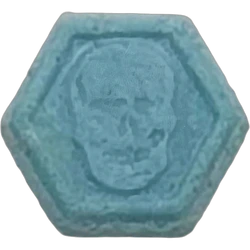 Blue Philipp Plein ecstasy pill (XTC) — 2C-B 14mg — Madrid, Spain
