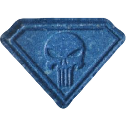 Blue Punisher ecstasy pill (XTC) — MDMA 114mg — Vienna, Austria