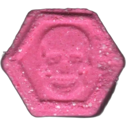 Pink Philipp Plein ecstasy pill (XTC) — MDMA 66mg — Barcelona, Spain