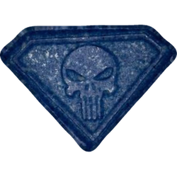 Blue Punisher ecstasy pill (XTC) — MDMA 104mg — Vienna, Austria