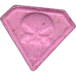 Pink Punisher ecstasy pill (XTC) — MDMA 105mg — Barcelona, Spain