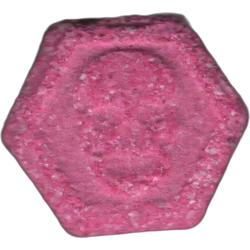 Pink Philipp Plein ecstasy pill (XTC) — MDMA 77mg; Synthesis impurity; 4-CMC — Barcelona, Spain
