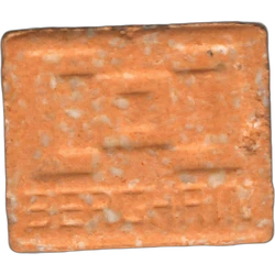 Orange Berghain ecstasy pill (XTC) — MDMA 187mg — Madrid, Spain